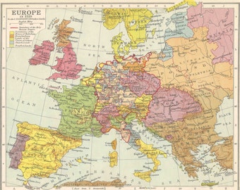 europe in 1519 political frontiers europe map antique home decor antique vintage prints old maps