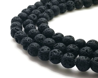 Natural Black Lava Beads Strand 4∼18mm Black Lava Stone Black Beads Volcanic Stone Volcanic Lava 8mm Lava Beads Natural Lava