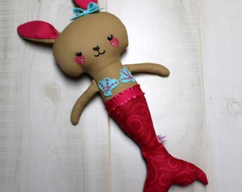 Mermaid Bunny Doll, Mermaid Doll, Bunny, Cloth Doll, Rag Doll, Soft Doll, Baby Doll, Handmade Doll, Fabric Doll, Doll, Girl Gift