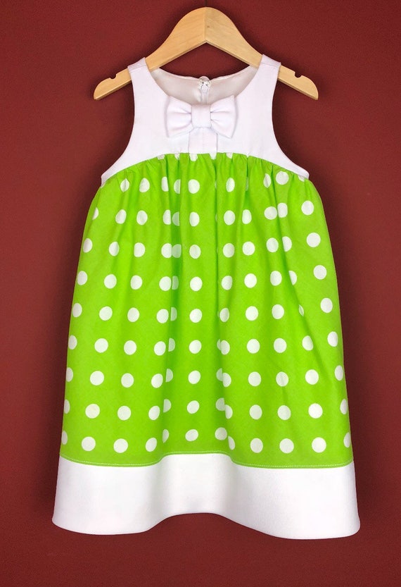 The "Bow Tie Dress" in Lime Polka Dot