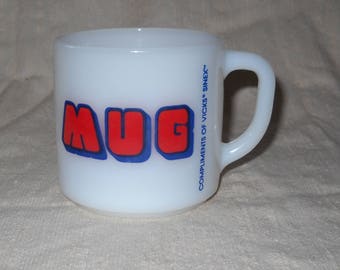 Federal Glass Vicks Sinex Milk Glass Advertising Mug 1960's Promotional Giveaway