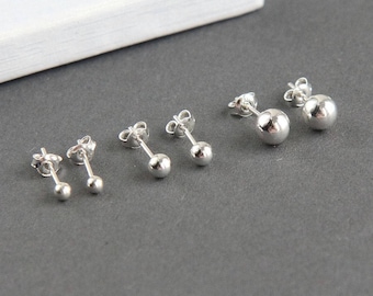 Minimalist Earrings, Sterling Silver Ball Earrings, Ball Earrings, Silver Stud Earrings, Silver Dot Earrings, Little Silver Ball Earrings