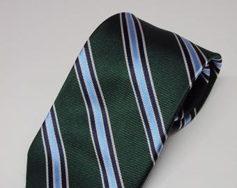 Croft & Barrow Traditional 80s Green Striped Narrow Necktie