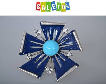 Vintage Hobe jewelry large brooch “Mad flower” 1970s
