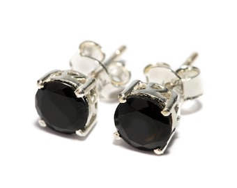 Black Onyx Gemstone Sterling Silver Stud Earrings Simple Jewellery Dainty Jewellery Free UK Delivery Gift Boxed