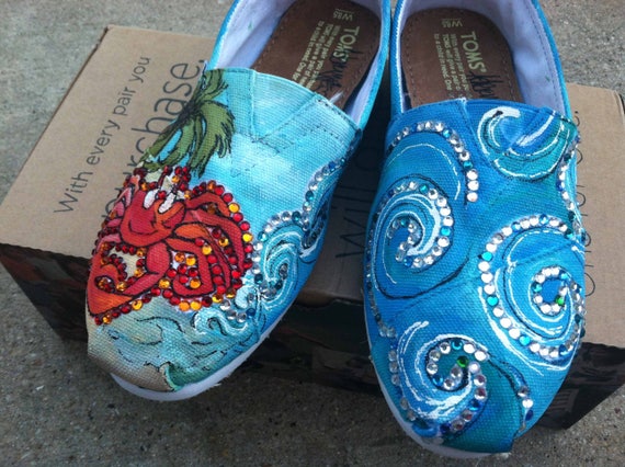 TOMS Custom Painted Flat Summer Beach Bridal Shoes for