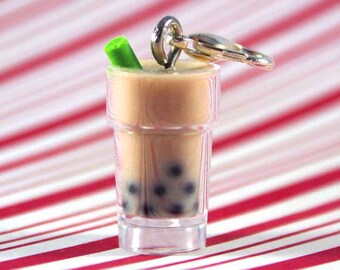 bubble tea charm kawaii polymer clay charms miniature food jewelry polymer clay food charm boba tea charm boba tea necklace drink charm