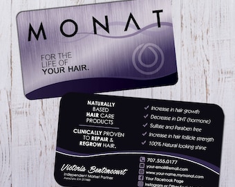 Monat Business Cards - Silver Purple Design with Black Back - Digital Download Only - Flattened print ready PDF