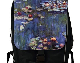 Claude Monet's Water Lilies - Girls Black School Backpack