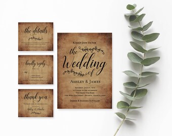 Modern Rustic Wedding Invitation- Rustic Wedding Invitation Template- Country Invitation Printable- Barn Wedding Invitation- Rustic Invites