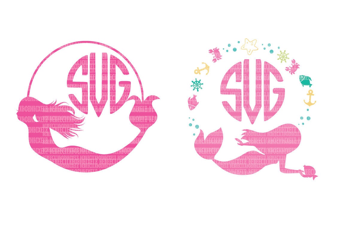 Download Mermaid Monogram Frame SVG Files for Cricut Designs SVG ...