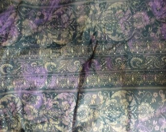 cotton stretch lycra patterned beige purple gold