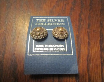 Sterling and Gilt Stud Earrings with an Ancient Decoration