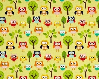 Yellow OWL fabric by Riley Blake