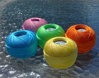 FULL SPOOLS - Lizbeth Tatting Thread - Summer Delight - 5 Bright Colors - 1500 Yards - Size 40 (#145, 679, 170, 658 and 183)