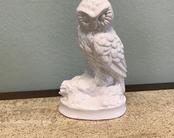 Vintage White Ceramic Owl Figurine