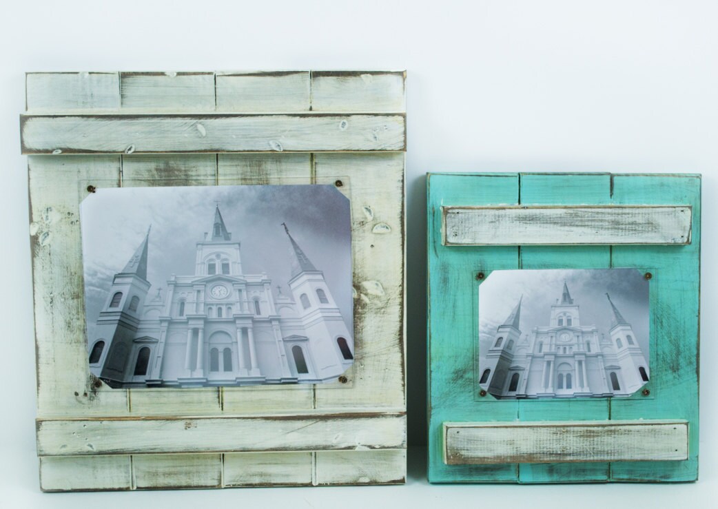8 x 10 White Distressed Wood Picture Frame Wall Hanging Aged