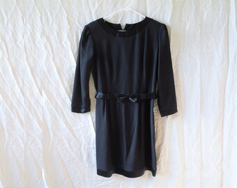 90s Little Black Dress Bow Detail Button Up Back