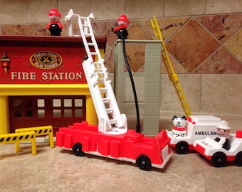 Vintage Fisher Price Play Family Fire Station