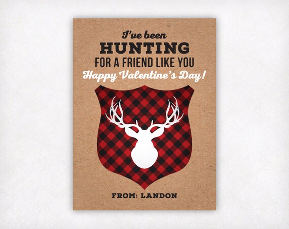 printable hunting kids valentines cards personalized