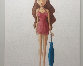 Beach girl with umbrella