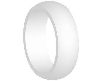 Men's White Silicone Wedding Engagement Ring Band Medical Grade Flexible Modern Athletic Military Outdoors Active-Wear Jewelry Gift For Him