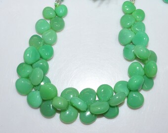 1 Strand Chrysoprase Color Chalcedony Smooth Heart Shape Beads - Chalcedony Heart Shape Briolette, 9x9 - 12x12 mm, 8", BL1962