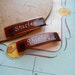pair of vintage tortoise shell brown barettes engraved shirley - kitschy vintage monogram name costume jewelry