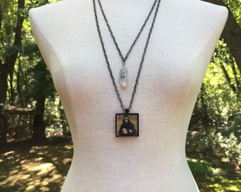 SaintRafqa Necklace Pendant Skulls Layered Tibetan Quartz PatronSaintsofBadassery