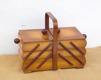 Art Deco Sewing Box - Vintage Knitting Basket - Jewelry Box - Home Decor