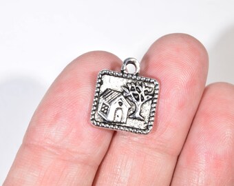 10 Housewarming Charms - Home Charms - Family Charms - House Charms - Schoolhouse Charms - Tree Charms - Family Home Charms - 2P1887