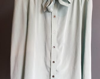 Vintage, Sea foam green, Secretary Bow, Blouse