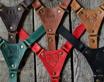Personalized leather suspenders leather suspenders with Monogram wedding suspenders mens braces for grooms suspenders Groomsmen gift retro