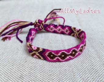 Brown violet pink Friendship Bracelet