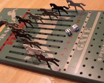 Horse Race Game. Wood Horse Race Game. Kentucky Derby. Wooden Game. Betting Game. Gambling Game. Family Game.