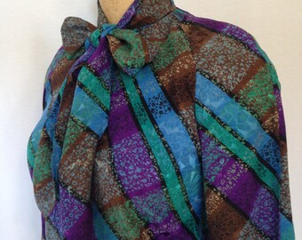 1970s bold plaid blouse by Francesca of Damon for STARINGTON