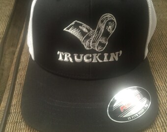 Grateful Dead inspired Truckn embroideredfitted trucker hat