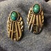 Silver Harley Davidson ' Oval HD /Turquoise Stone ' post earrings