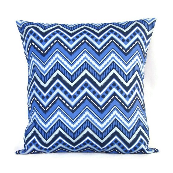 Blue Outdoor Throw Pillow Cover Chevron Home Decor Decorative