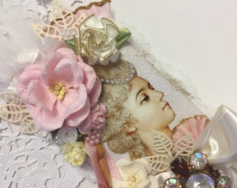 Marie Antoinette Gift Floral Collage Marie ATC ACEO Artist Trading Card Original Art Card Mixed Media ATC