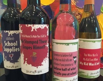 Honest Wine Labels for Teachers - Printable Full Set - End of Year, Graduation, Teacher Appreciation Gift - Instant Download