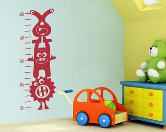 Monster Growth Chart Decal - 3 Silly Monsters Wall Decor - Kids Bedroom Decal - Monster Decor