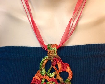 Handmade Free-Form Crochet Pendent Necklace