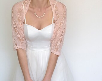 Blush wedding shawl, bridal cover up, blush bridesmaid, lace shrug, blush shawl, floral wedding bolero,lace shawl cover up, pink shawl