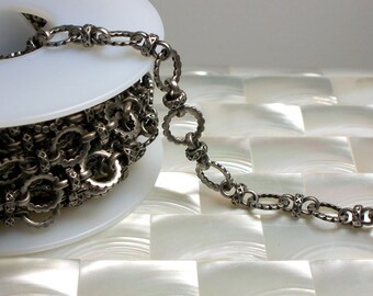 1 Foot Textured Closed Link Flat Round Link Chain GOTH Antique Silver Nickel Free Chain Brass Jewelry Jewellery Craft Supplies