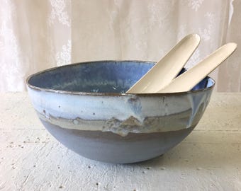 Ceramic bowl, blue bowl, Large bowl, Open bowl, Centerpiece bowl, Modern bowl, Fruit bowl, salad bowl, serving bowl, wedding gift