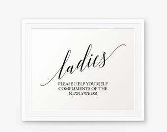 Wedding Bathroom Basket Sign Printable // Caramel Gold Wedding