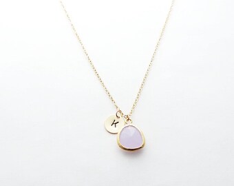 June Birthstone Bridesmaid Necklace, June Birthstone Necklace, Personalized Necklace, Bridesmaid Gift, Initial Necklace, Bridesmaid Jewelry