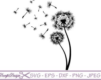 SVG files vector Dandelion, vector files for cricut, floral cutting files flowers, clipart floral, silhouette flowers, cutting files