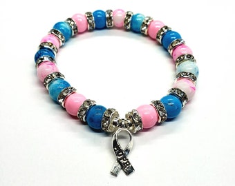 Miscarriage Awareness Bracelet, Pregnancy and Infant Loss, Memorial Jewelry, SIDS Awareness, Handmade, Pink and Blue Bracelet, Baby Loss